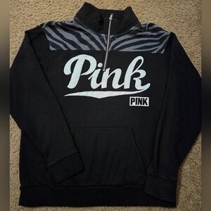 PINK Victoria's Secret Tiger Striped Vintage Oversized Half Zip Sweatshirt